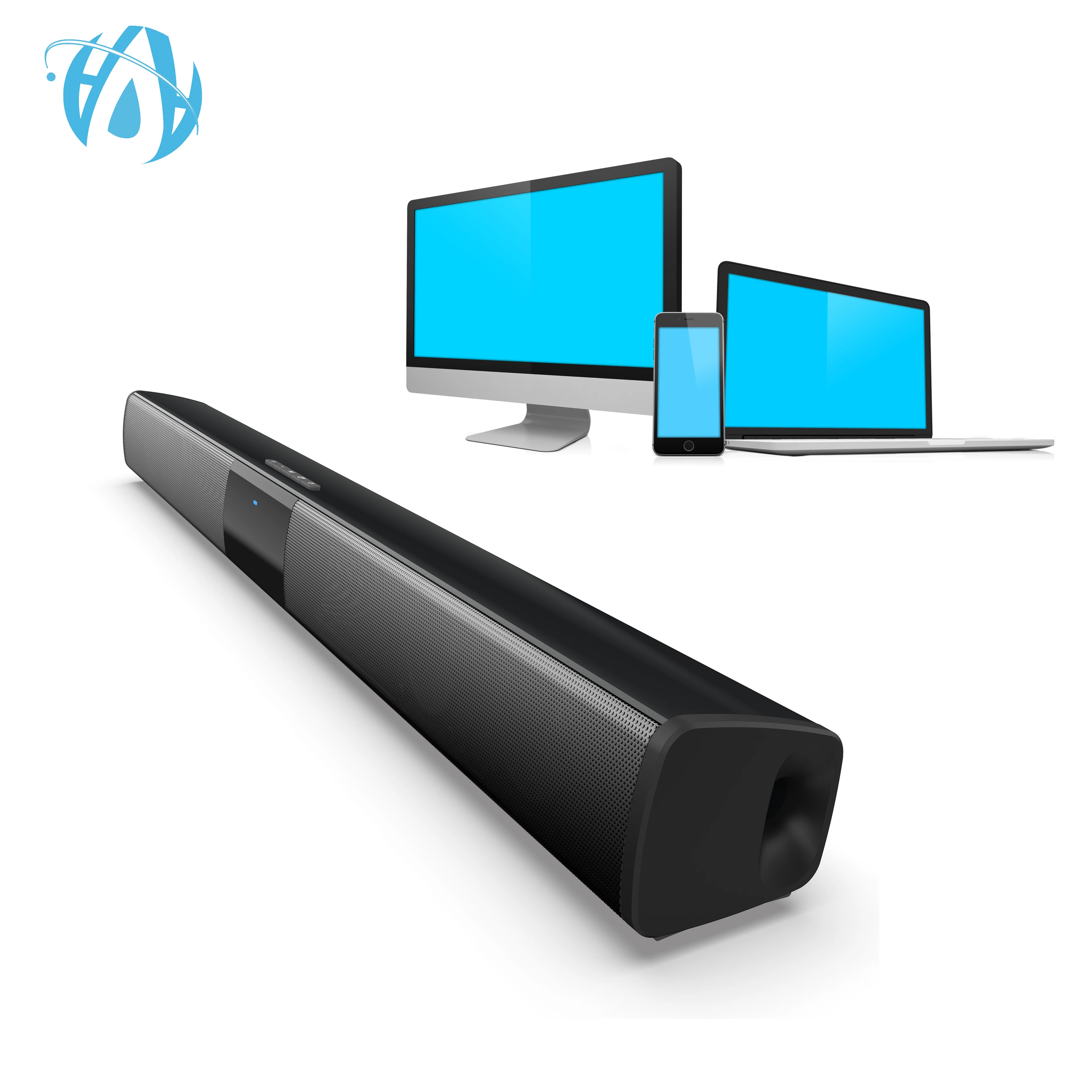 

2019 New Arrival 20W Bass Stereo Bluetooth TV Soundbar Speaker for Home Theatre Wireless with 4 speakers, Black
