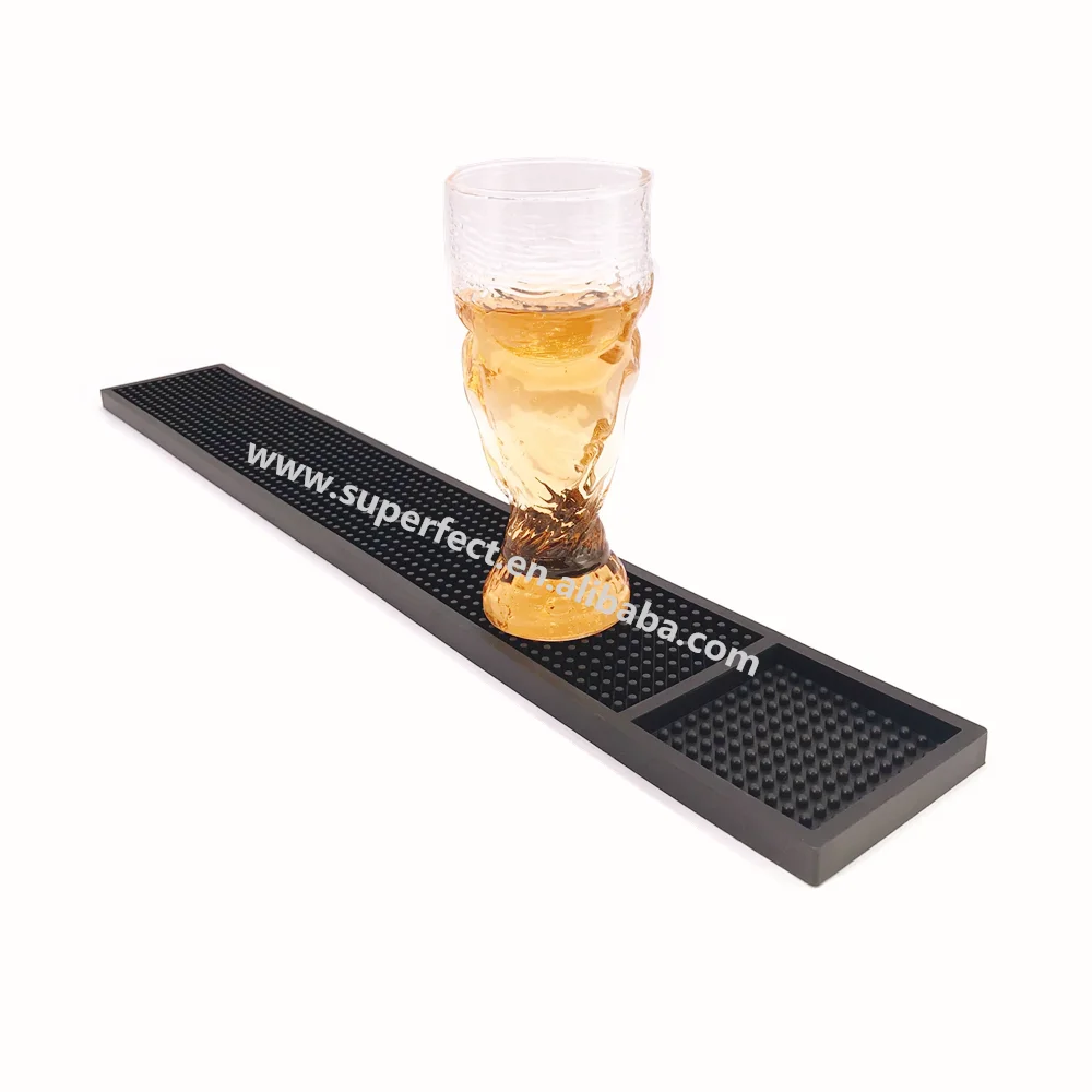 

Wholesale High Quality 24*3.5inch Bar Service Mat Black Rubber beer bar runner mat
