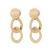 Bohemian Statement Long Drop Earrings Gold Color Round Metal Loops Earrings For Women
