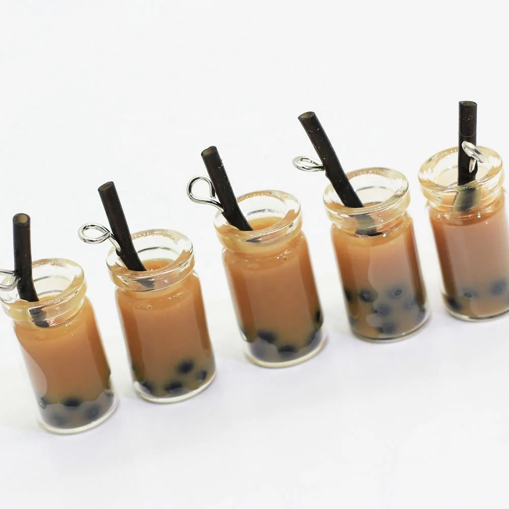 

Kawaii Unique Bottle Design Charms Resin Pearl Milk Tea Bottle Pendants Earring Charms For Fashion Jewelry Accessories, Color as picture show