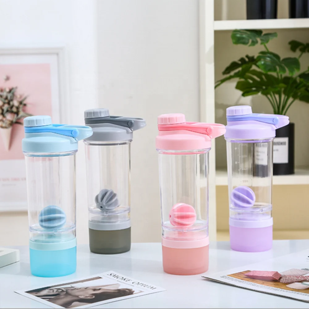 Protein Shaker Bottle Gym Sports Water Bottle Smoothie Mixer Cup Flip Lid With Powerful Blending Mixing Ball Included