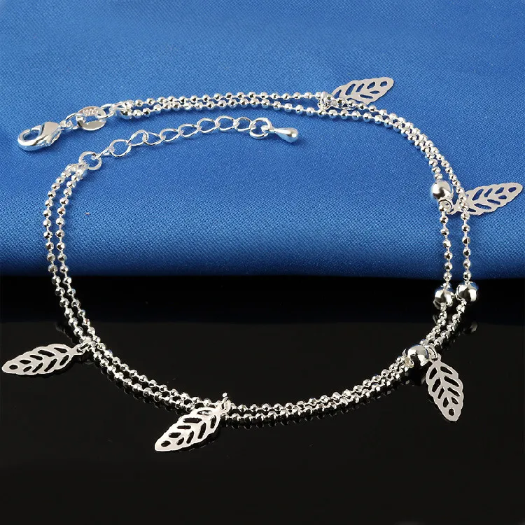 

wholesale 24 designs hot selling cheap S925 silver plated chain charm anklet