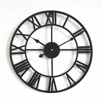 

16' Iron Roman Numbers 40cm Antique Black Metal Wall Decorative Clock