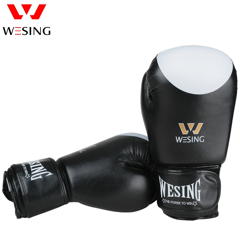 

muay thai kick boxing equipment white dot gloves leather equipment Top Quality PU Leather fighting Gloves sandbag sparring gear, Red blue black