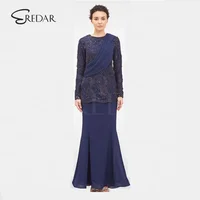 

2019 Latest design Ladies muslim clothing beading with lace baju Kurung malaysia modern