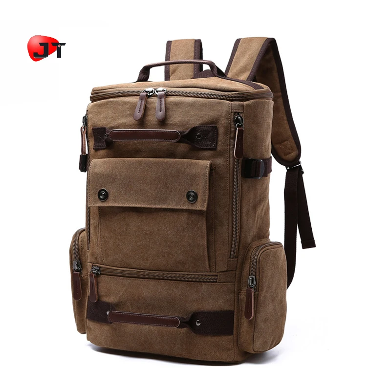 

Wholesale High Quality Multifunctional Large Capacity Outdoor College School Bag Washed Canvas Leather Backpack Men, Black,grey,blue,coffee,khaki,or customized