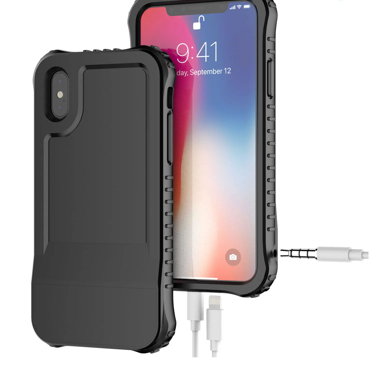 

Newest Cellphone Cover Phone Accessory Audio Phone Case with charge and music for Iphone X, Black