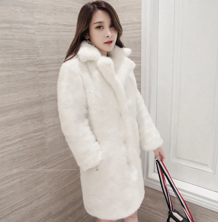 

Women Faux Fur Coat Long Style Goat Fur Coat