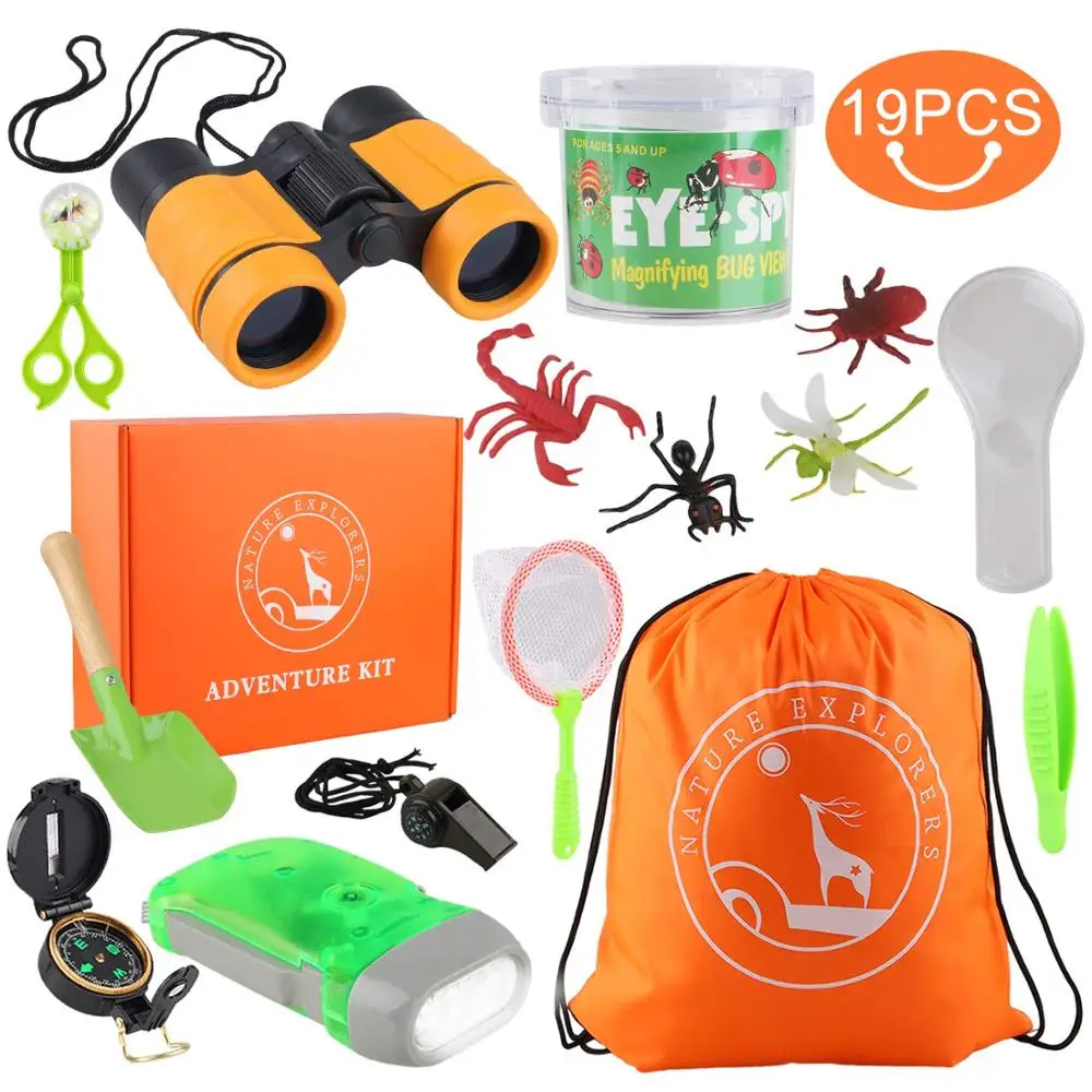 
Outdoor Exploration Kit for Kids   19 Pack Kids Adventurer Gift Set with Binoculars, Magnifying Glass, Compass, Flashlight  (62092275179)