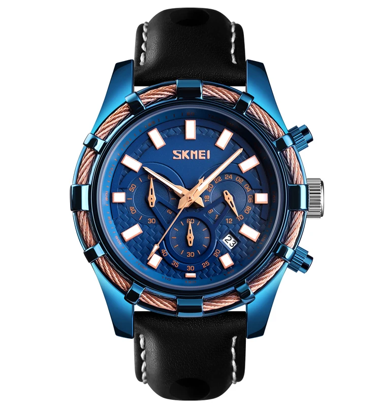 

SKMEI 9189 Mens Quartz Wristwatches Fashion Sport Top Brand Luxury 3Bar Waterproof Leather Relogio Masculino