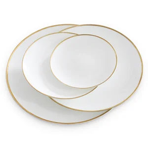 Image of Wholesale cheap bulk wedding decoration clear colored white porcelain bone china ceramic dinner plate sets for weddings