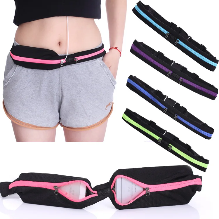 

Hot selling Adjustable elastic neoprene waterproof sport waist pouch bag