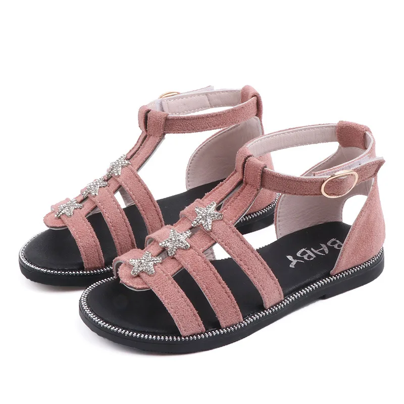 

Fashion star buckle summer kids shoes girl, Black/pink