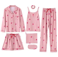 

women cotton pajama set seven pieces complete set of sleepwear