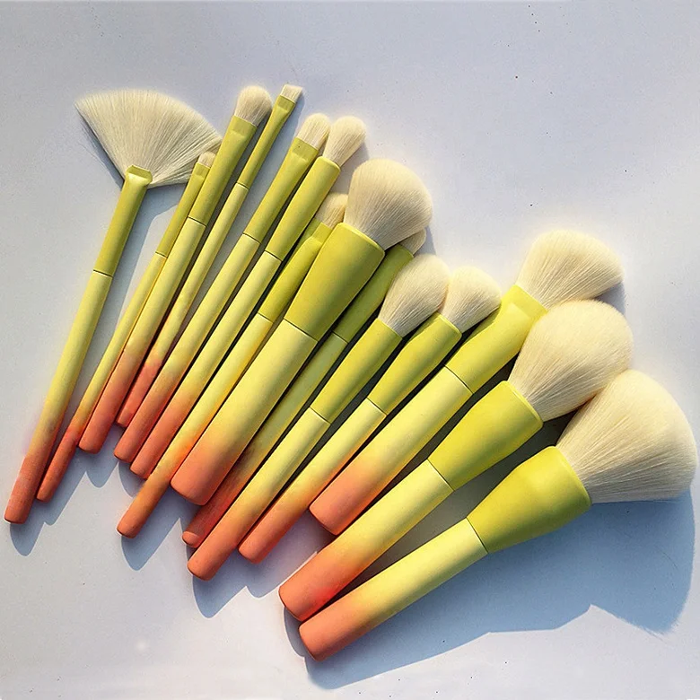 

Pro Gradient Color 14pcs Makeup Brushes Set Soft Cosmetic Powder Blending Foundation Eyeshadow Blush Brush Kit Make Up Tools, Picture