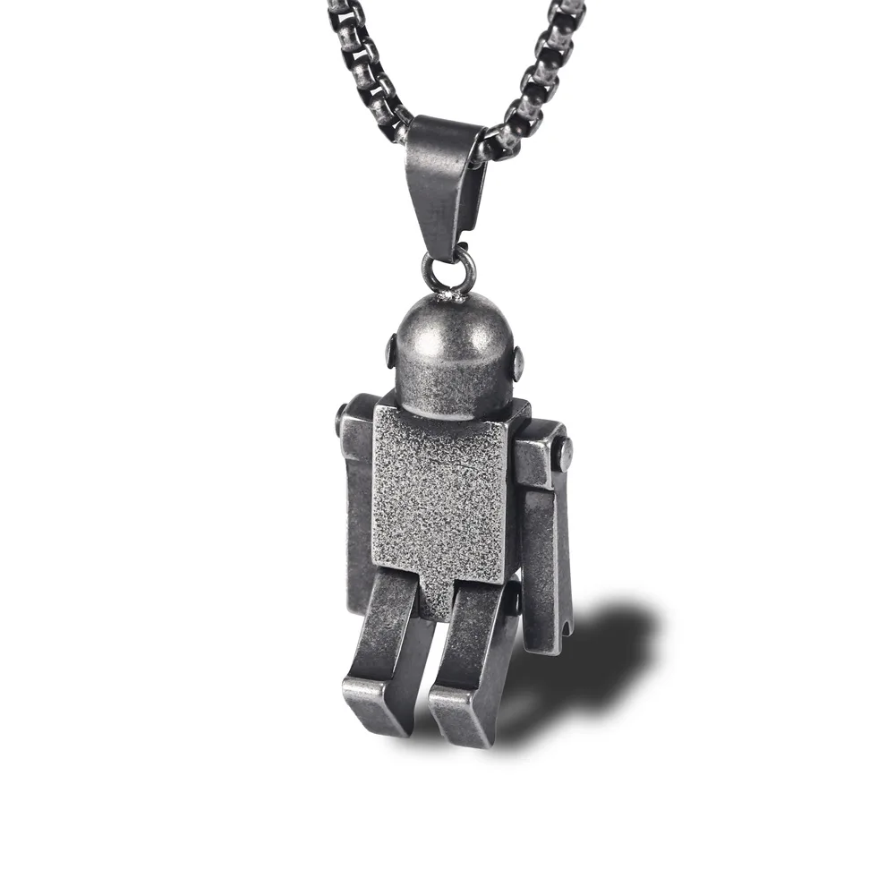 

Fashion hip hop jewelry stainless steel personalized robot pendant necklace