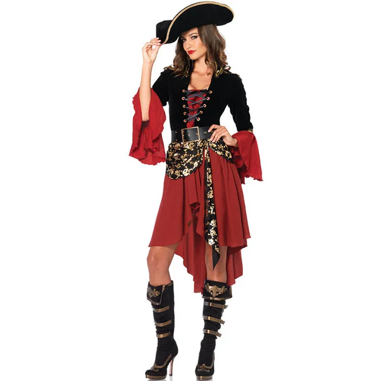 

PoeticExist Sexy Costumes Wholesale Fashion Halloween Beach Party Women Pirate Costume, As pic