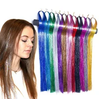 

600-700 strands 20g 48inch roll silk in synthetic fiber hair bling tinsel hair extension wholesale