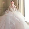 In Stock Fabulous Tulle Jewel Neckline Ball Gown Wedding Dresses With Lace Appliques