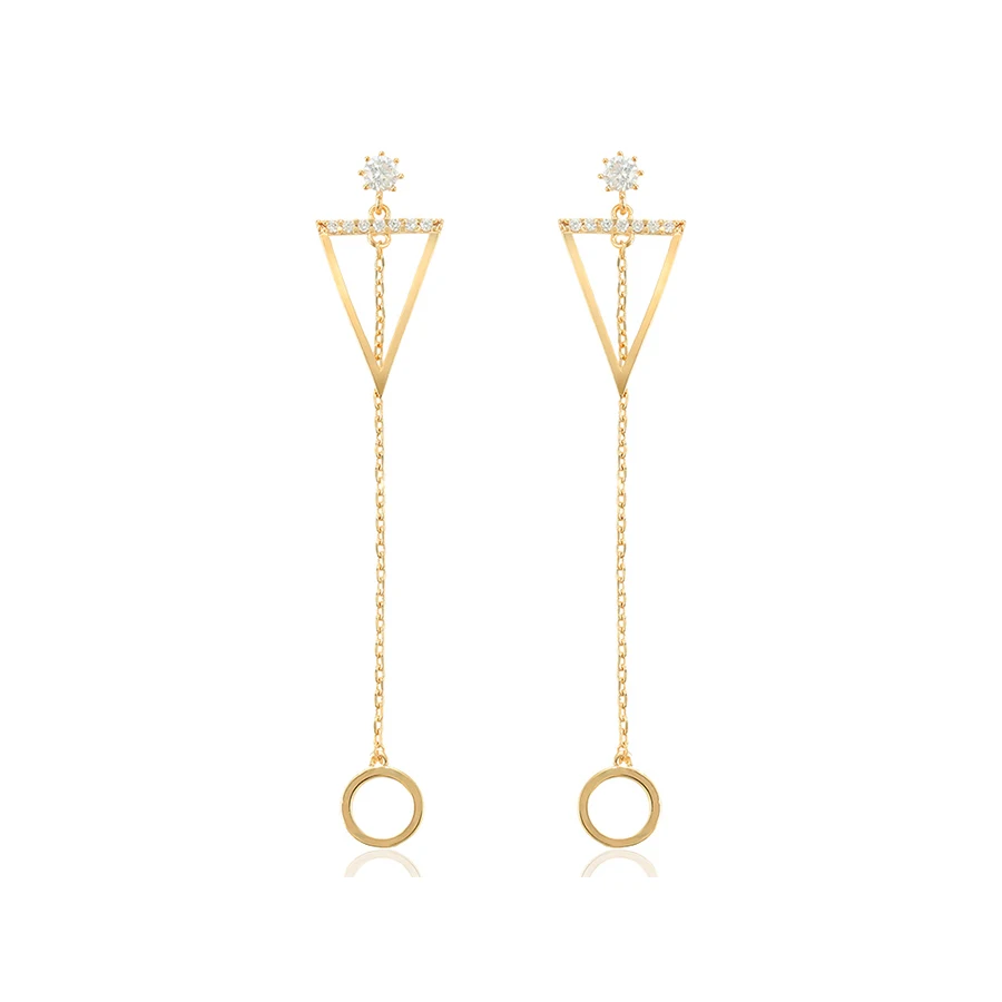 

95235 xuping gold supplier women jewelry with zircon unique long chain dangle earring