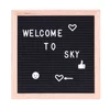 (Plastic Stand) Rustic 10 x 10 inch changeable wooden letter board wall mounted with emoji 338 letters and cotton bag