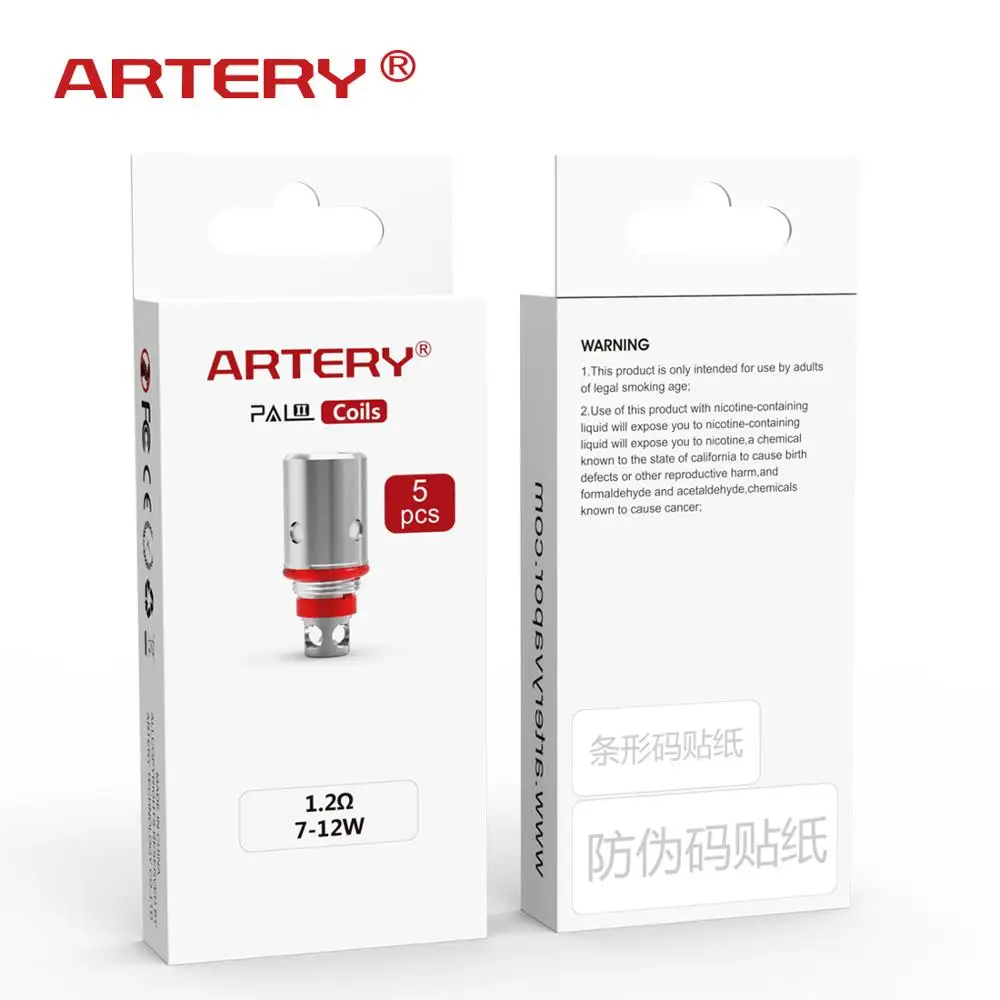 

5pcs/pack Original Artery PAL 2 II Changeable 1.2ohm MTL / 0.6ohm Mesh Ecigs Replacement Coils Head