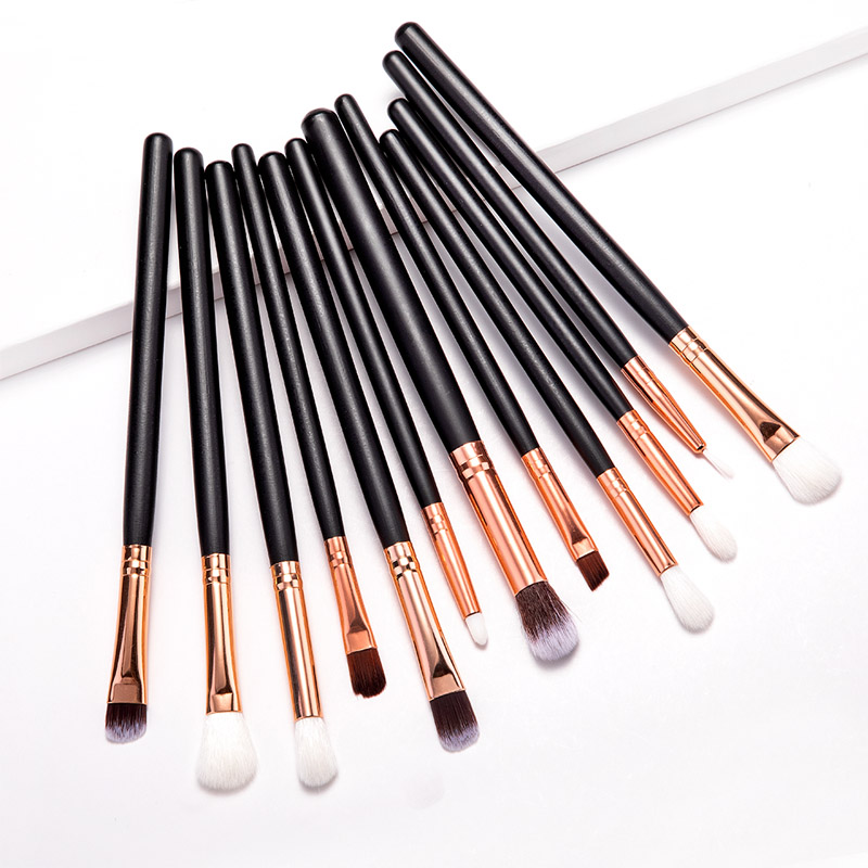 

12pcs Eye Brushes Set Professional Eyeshadow Eyebrow Eyeliner Lip Brush Make Up Cosmetic Beauty Brushes, Black