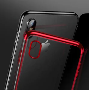 Factory wholesale For Iphone X Electroplating Clear TPU Phone Case Three Edge Contrast Color Mobile Phone Back Cover For Iphone 2