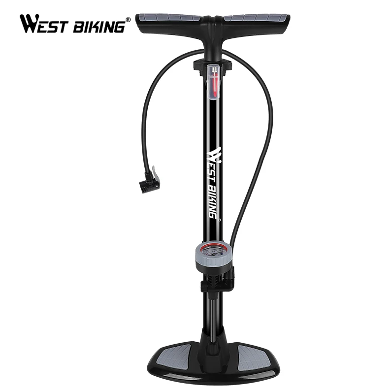 

WEST BIKING 230PSI Floor Pump Schrader Presta Valve Bicycle Tire Pump With barometer High Pressure Bicycle Foot Air Bike Pump, Black