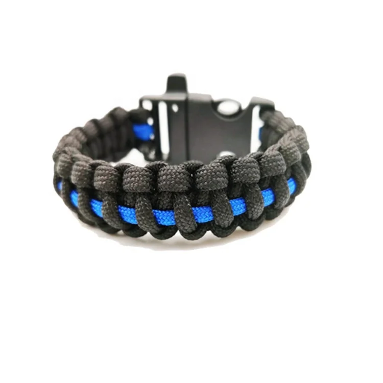 

Black Blue Bracelet Rope 4mm Personalized Two Color Blue Police Parachute Cord Survival Bracelet, Black and blue