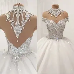 Luxury Wedding Dresses Ball Gown Crystal Beaded Di