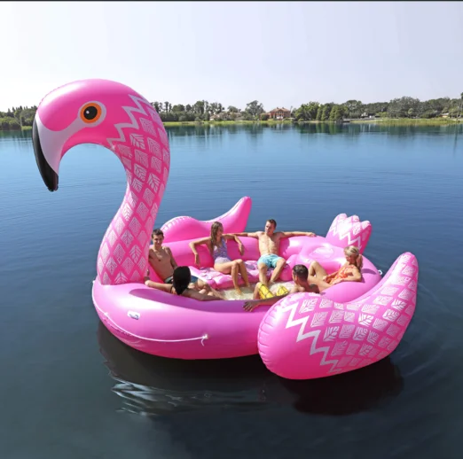 Summer Water Fun Pool Toy PVC Inflatable 6 person  giant Flamingo Float