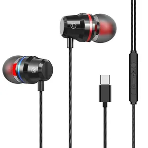 Wholesale 3.5mm Audio Portable Mobile Smartphone Wired In-ear Music Stereo Type-C Earphone With Mic