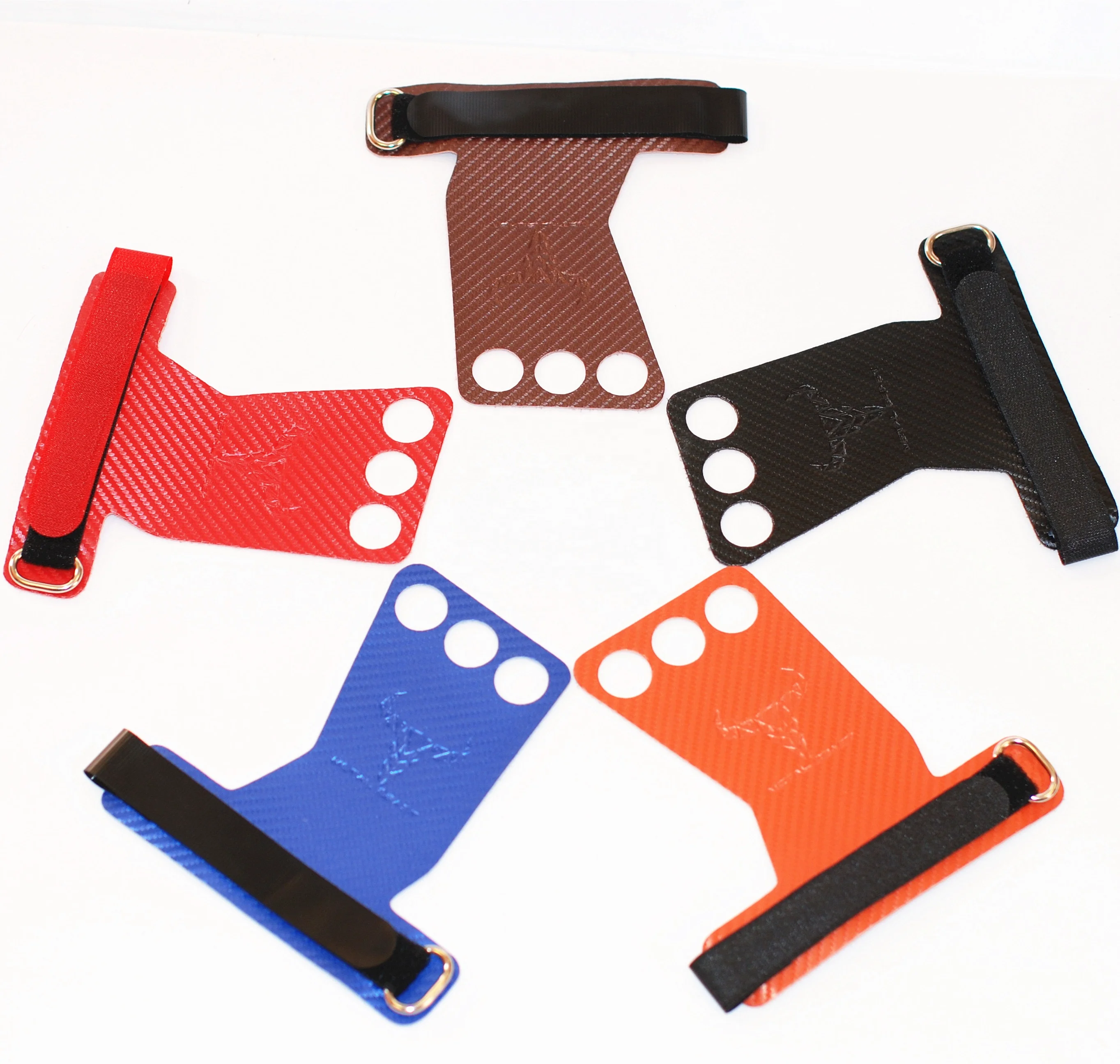

3 holes carbon fiber leather gymnastics hand grips for Weightlifting, cross Training,Gym, Fitness, Black,red,orange,brown,blue