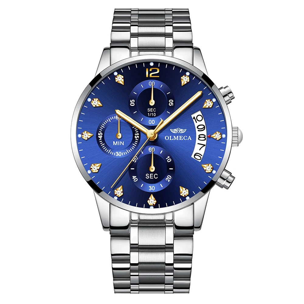 Luxury big waterproof wrist quartz stainless steel men watch
