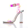CANTON FAIR women clear chunky high heel sandals open toe block heel 2019 NEWEST