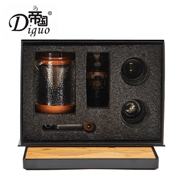 

Diguo 400ml Brown Color Portable Cold Brew Pour Over Coffee Tea Maker Gift Set Packaging For Tea Coffee