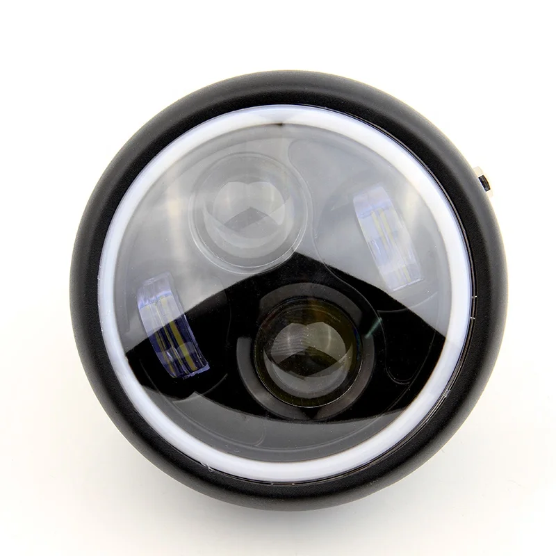 

6.5" 12V DC Motorcycle LED Headlight With with halo angel eye For Harley Sportster Cafe Racer Bobber