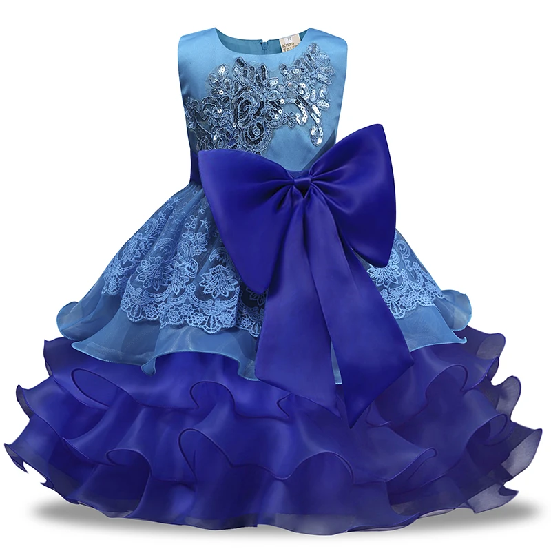 

Summer Girls Boutique Formal Dress With Bow Kids Wedding Party Evening Dress For Children, N/a