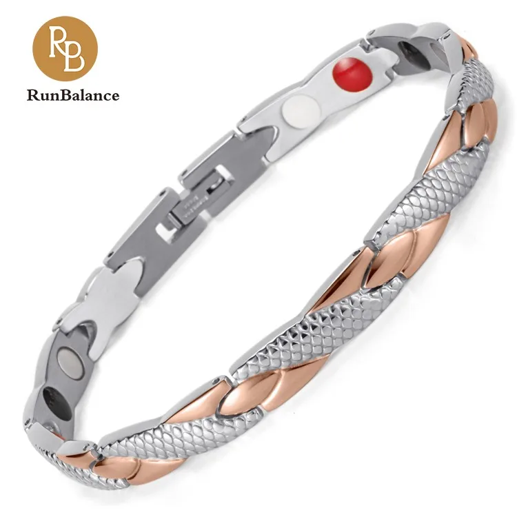 

RunBalance 1 Day Delivery China manufacturer snake design magnetic bracelet for women, Gold and rose gold silver
