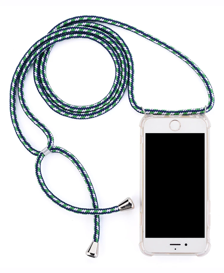 hot long necklace clear tpu case for iphone 6 7 8 x xs,for iphone crossbody phone case transparent