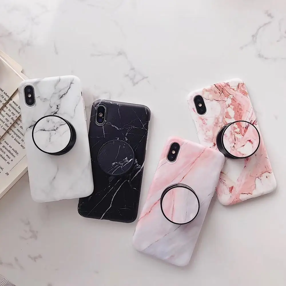 

Soft Marble TPU Mobile Phone Case with Holder for iPhone XS MAX/ XS/ XR/8/8Plus, N/a