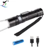 1000 Lumens XML2 Rechargeable Flash Torch Light USB Direct Charging Flashlight with Pocket Clip Include Battery and USB Cable