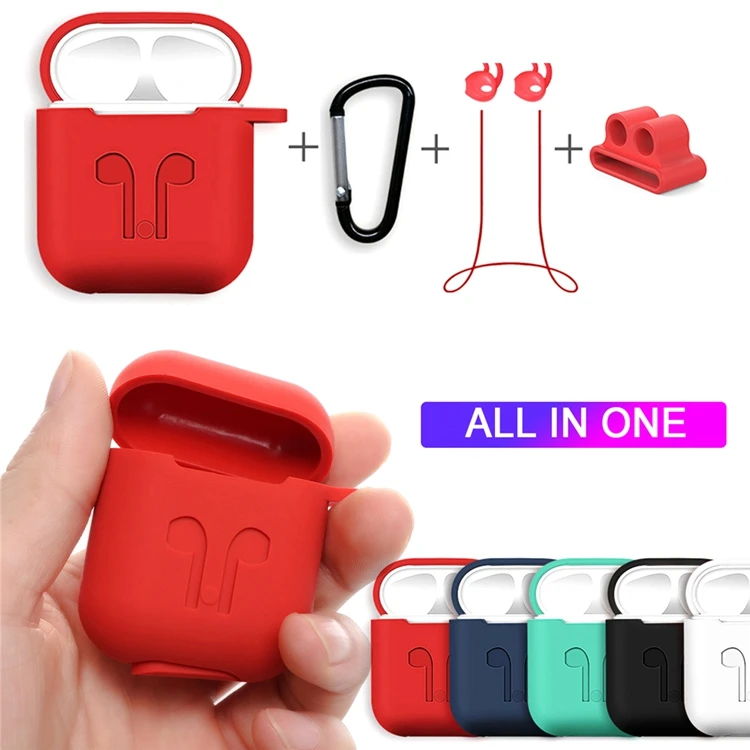 

Amazon Hot Shockproof Soft Silicone Earphone Protective Cover Case For Apple AirPods, Black;white;red;blue;noctilucence