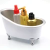 PP and PS Plastic mini bathtub bottle holder transparent PP mini bath tub with electroplate feet
