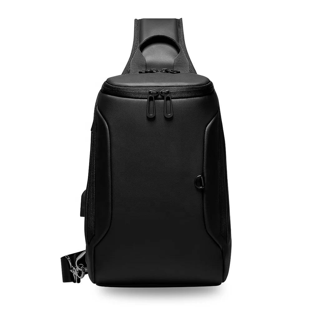 

2021 Eurcool Custom Polyester USB Charging Chest Antitheft Water Bottle Sling Bag For Men Casual Leather