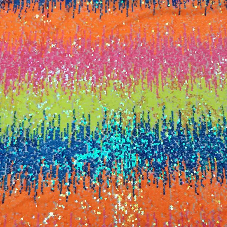 

Factory price sequin embroidery fabric tulle lace fabric sequin rainbow fabric, As image