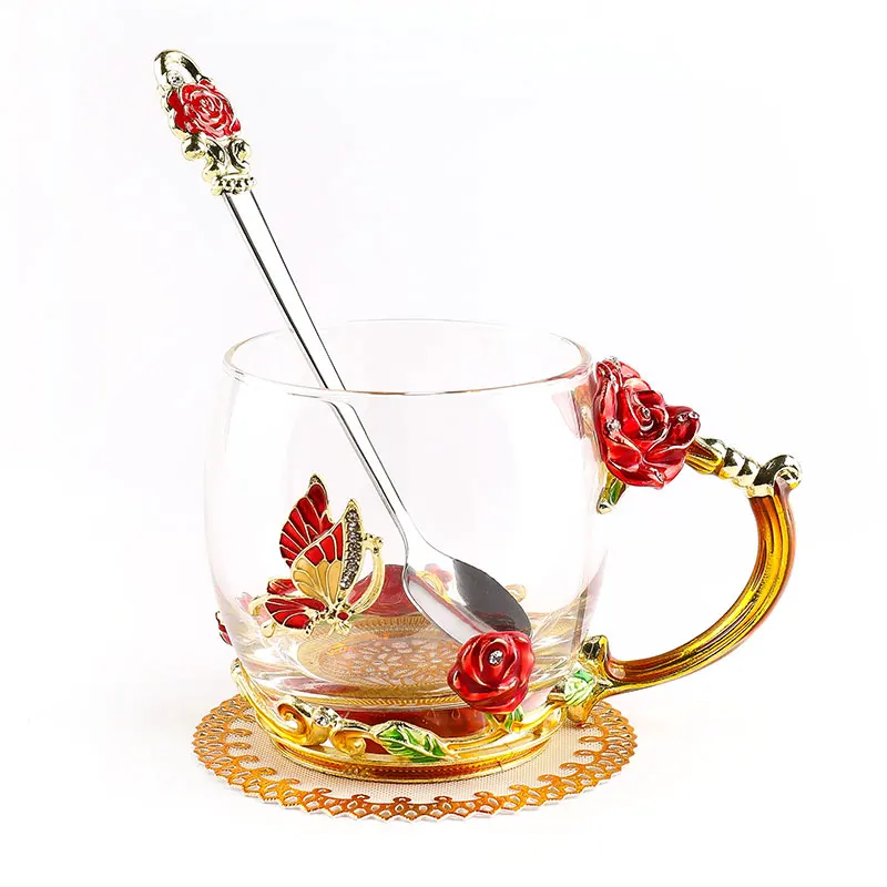 
Colored Enamel Porcelain Coffee Cup Set Tea Mlik Cup Creative Drinkware Gift 