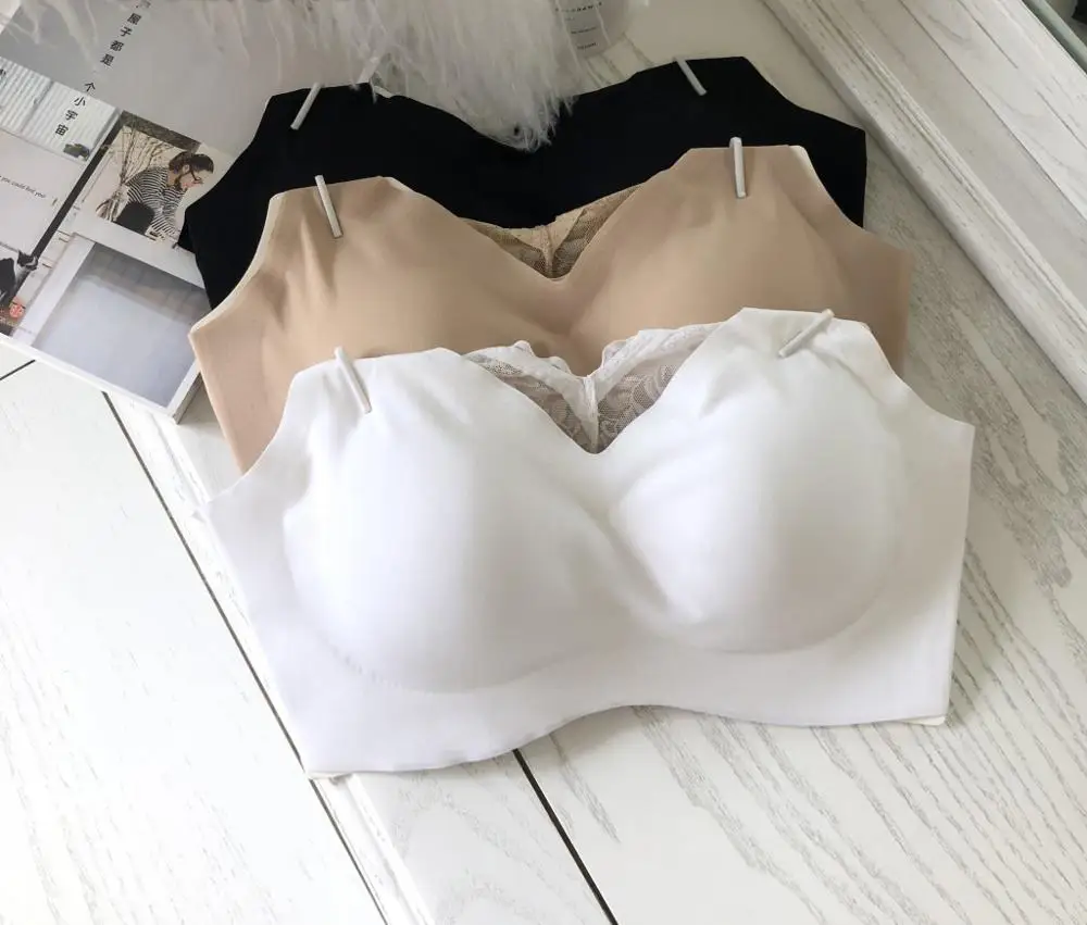 

New Fashion Beauty Lace Back Bra Japanese Ice Silk Seamless sleeping Bra