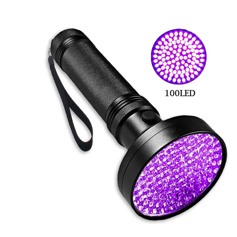 Super Bright 10W 100 LED 395 nm Violet Ultra Hand Lamp UV Flashlight For Money ,Bed Bugs, Scorpions